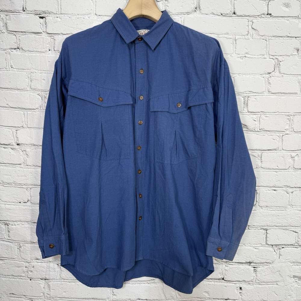 Vintage Gitano Oversized Button Up Shirt Men's XL Blue Single Stitch Western 90s